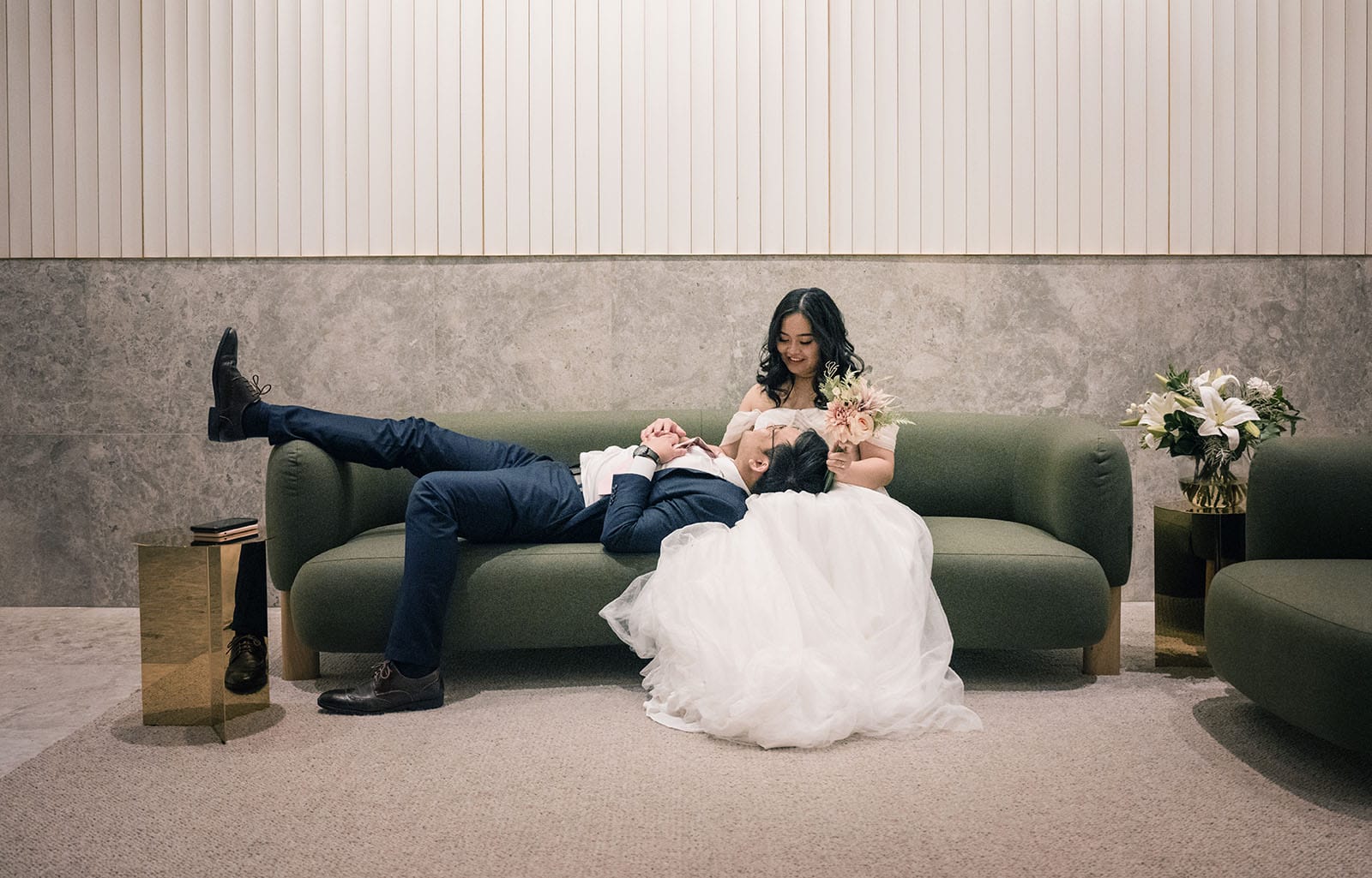 chesser st registration office wedding - khate & angelo 73 Groom laying in bride's lap