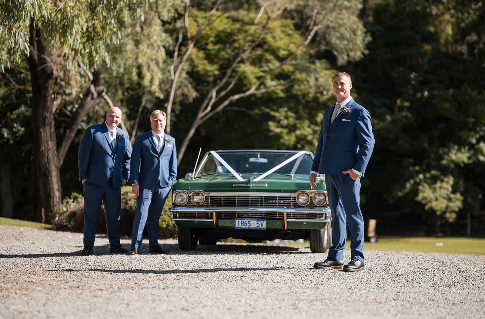 white hill estate wedding - catherine & sean 272 Groom with groomsmen with car