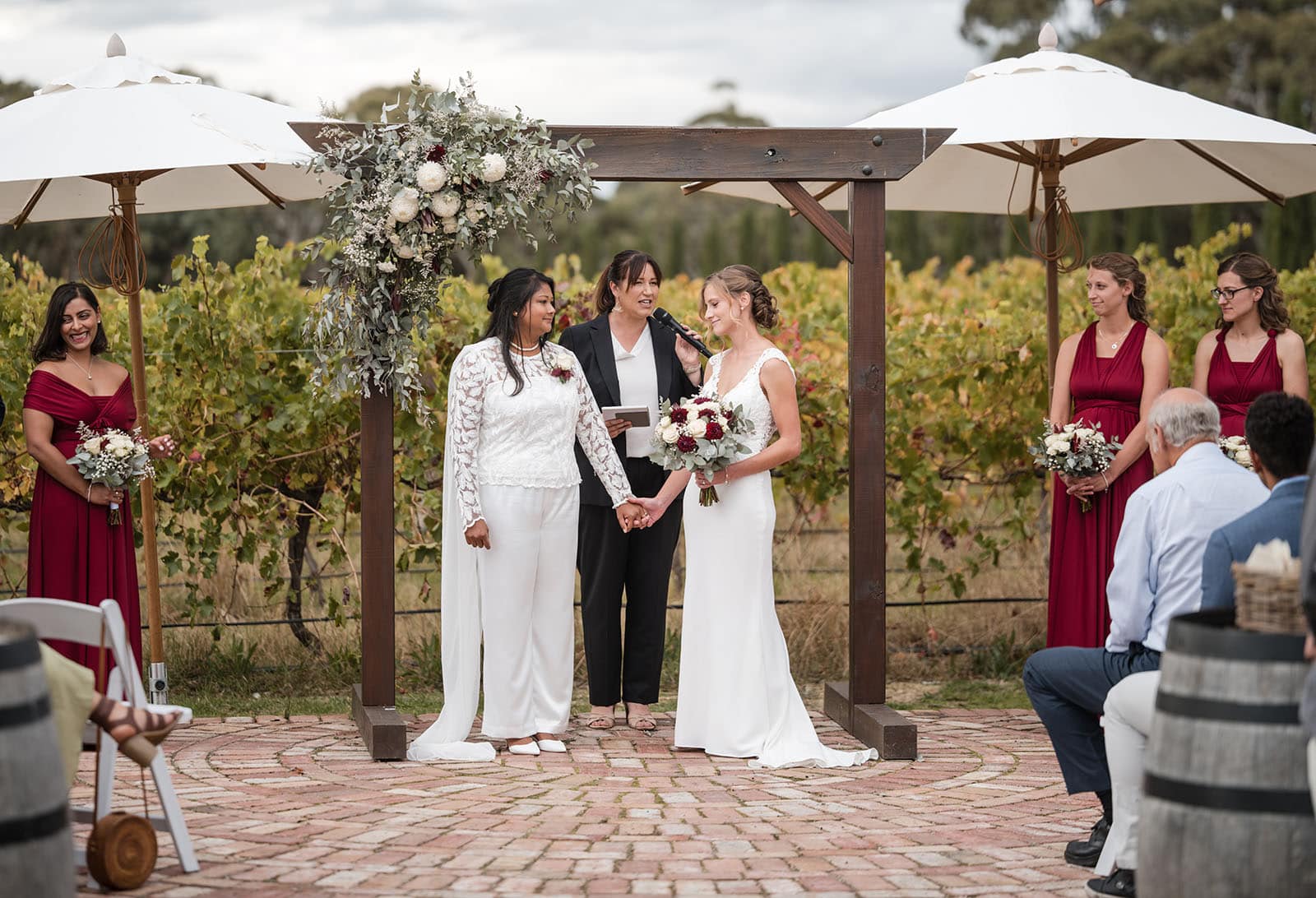 vine shed wedding - kat & katie 218 Holding hands at Vine Shed wedding