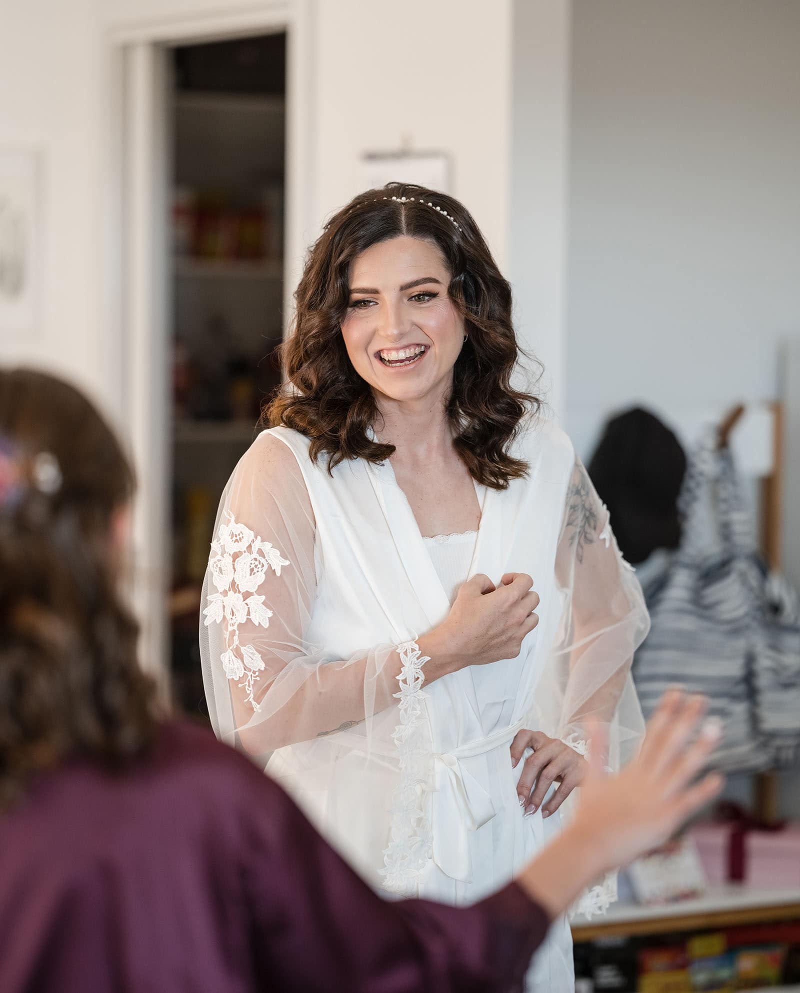 sneakys wedding - ash & michael 63 Laughing bride during preparation