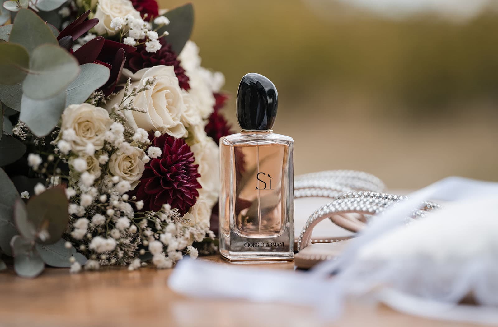 vine shed wedding - kat & katie 201 Perfume next to flowers