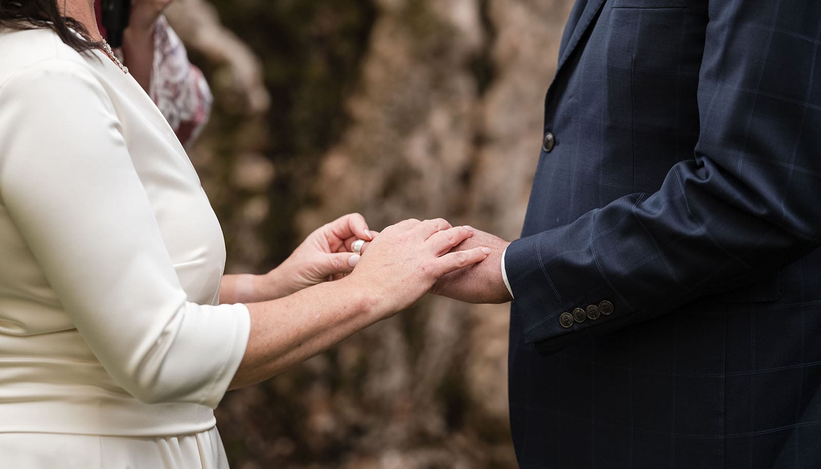 northern palm garden wedding - nicole & daryl 120 Ring being placed on groom's finger