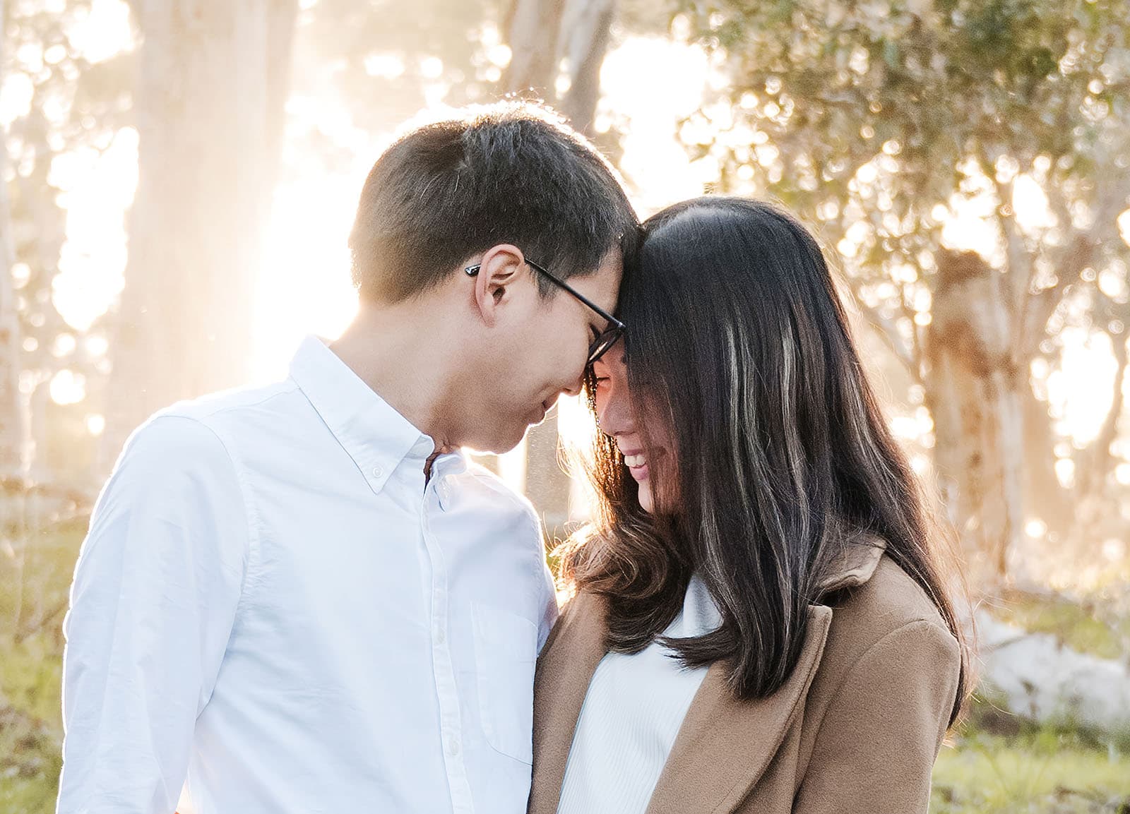 belair train station engagement shoot - melody & chris 98 Couple sharing a head butt