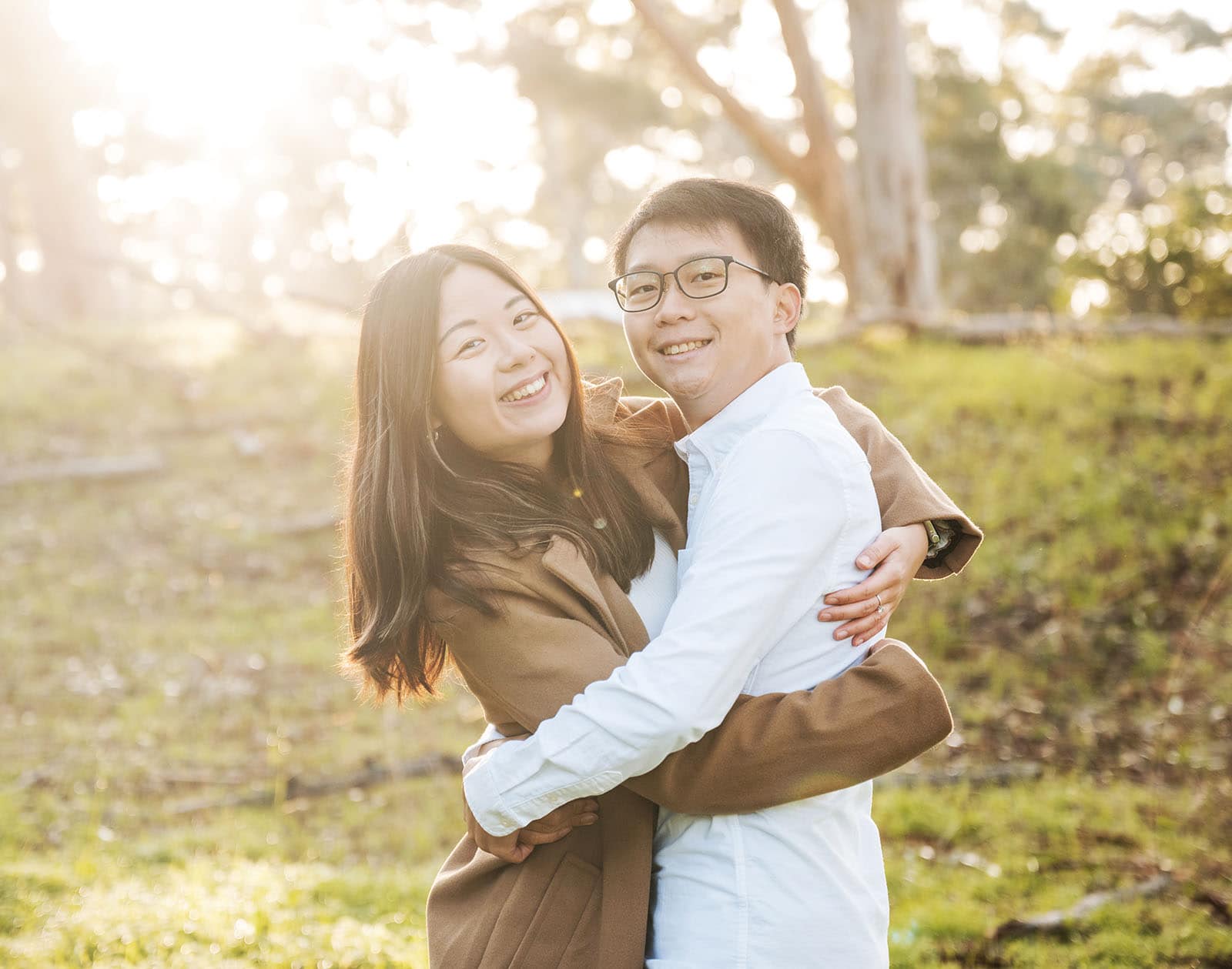 belair train station engagement shoot - melody & chris 106 Hugging in the sunlight