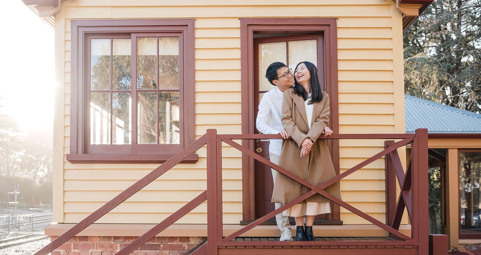 belair train station engagement shoot - melody & chris 113 Out the front og Belair Train Station's control room