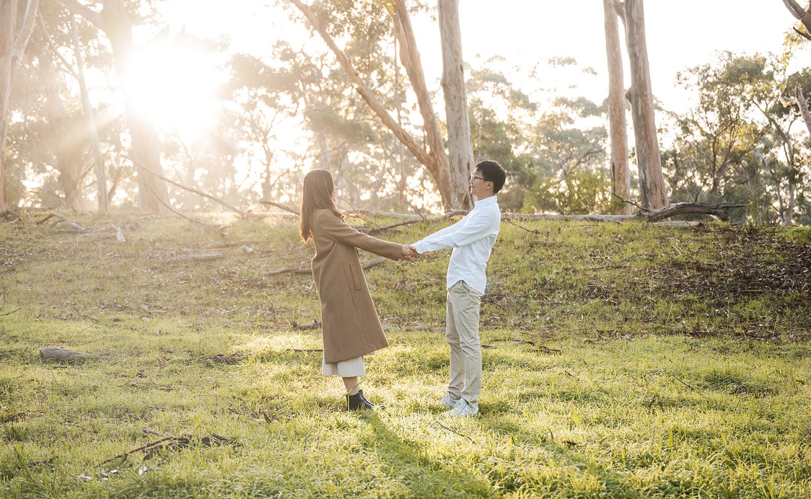 belair train station engagement shoot - melody & chris 105 Swirling around together
