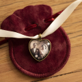 heart-shaped wedding bouquet photo memory charm 2 Bronze Heart shaped bridal Bouquet charm
