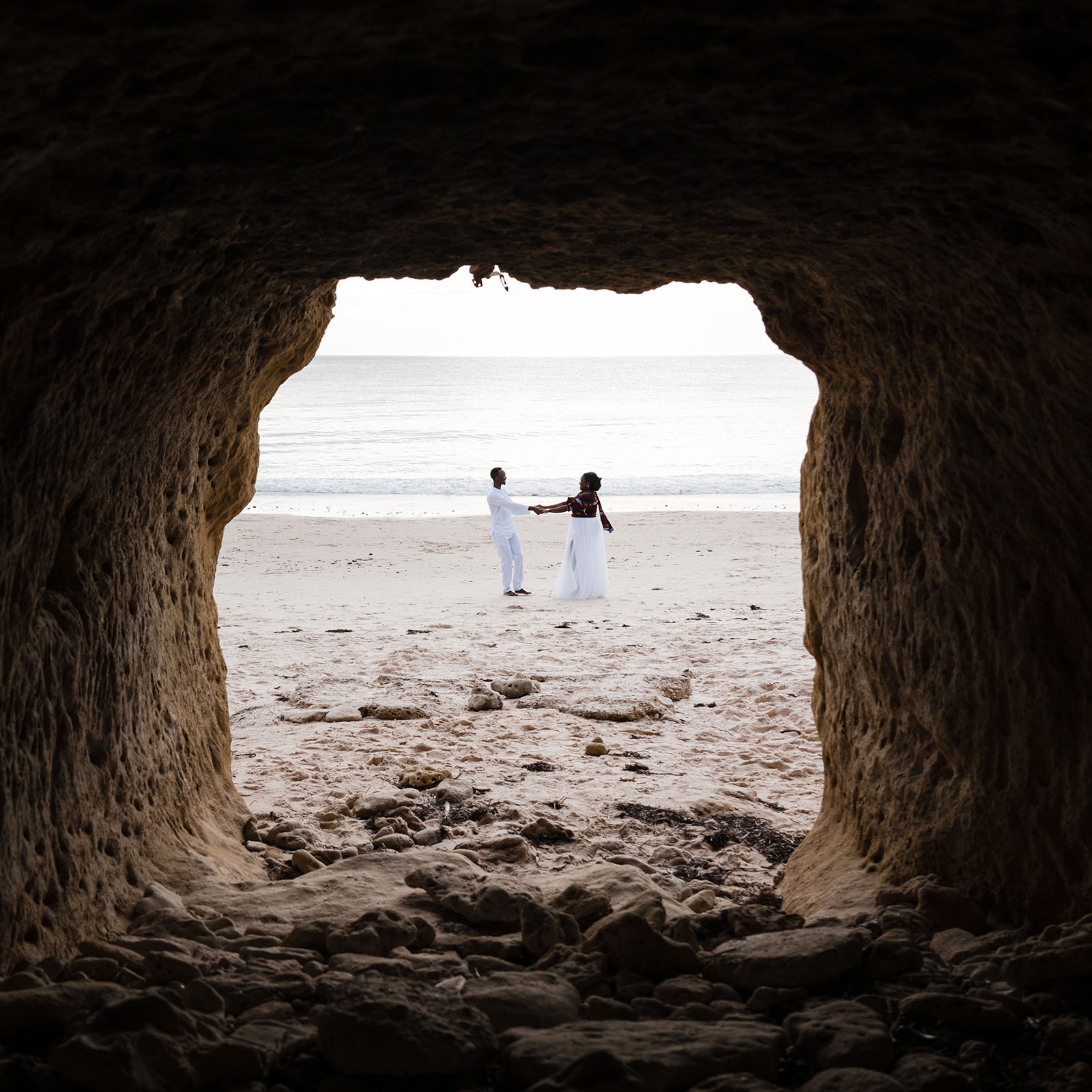 pt willunga renewal of vows - lauryn & calvin 261 Couple through the caves at Pt Willunga Beach