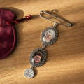 oval silver wedding bouquet photo memory charm - 1 to 3 linked in a chain 2 Duo of oval bridal charms