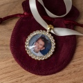 wedding bouquet photo memory charm with rhinestones 4 Gold Circle bridal charm