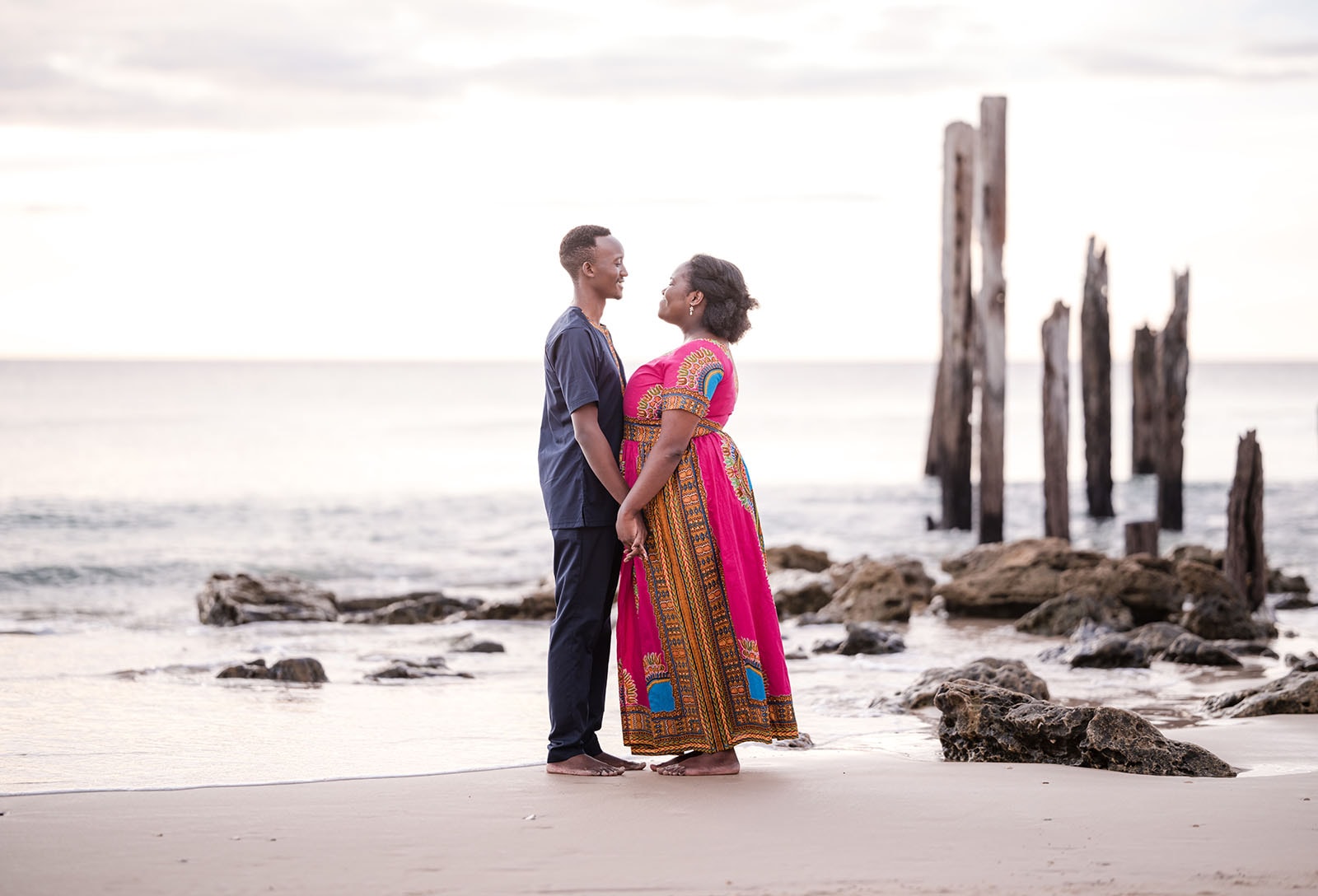 pt willunga renewal of vows - lauryn & calvin 265 Standing together next to the ruined jetty
