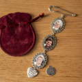 oval silver wedding bouquet photo memory charm - 1 to 3 linked in a chain 3 Three oval bridal charms