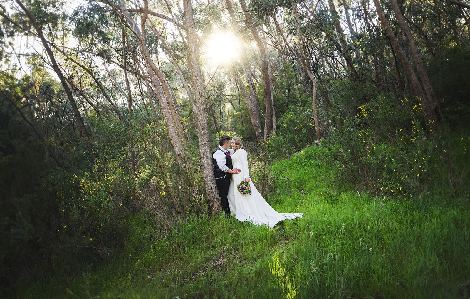 tiny house on the prairie wedding - kat & stacey 96 Bridal acouple under the sun