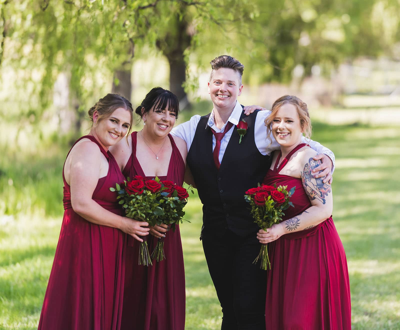 tiny house on the prairie wedding - kat & stacey 64 Bride and bridesmaids