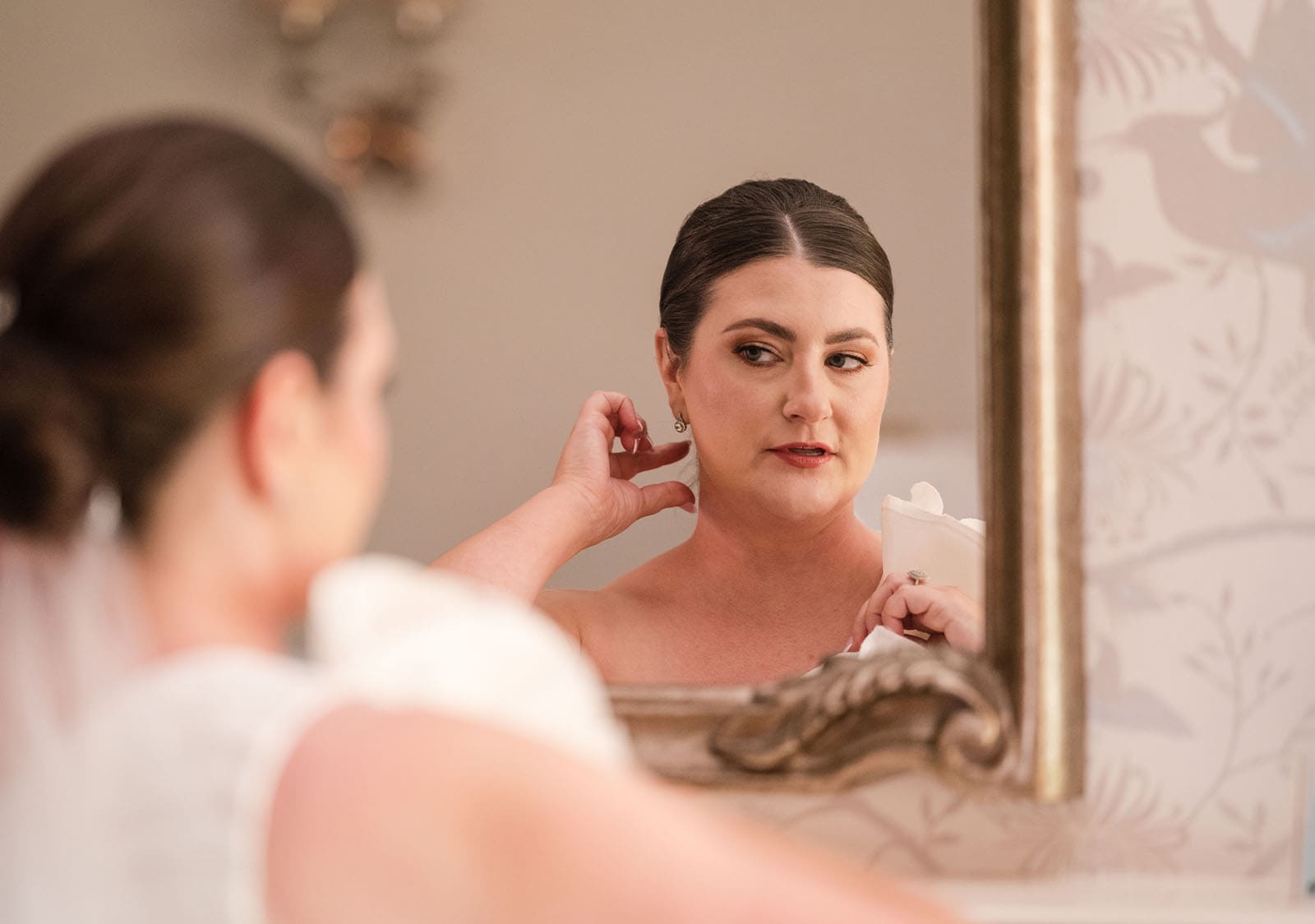 glenelg's partridge house wedding - emma & steven 135 Bride using wall mirror