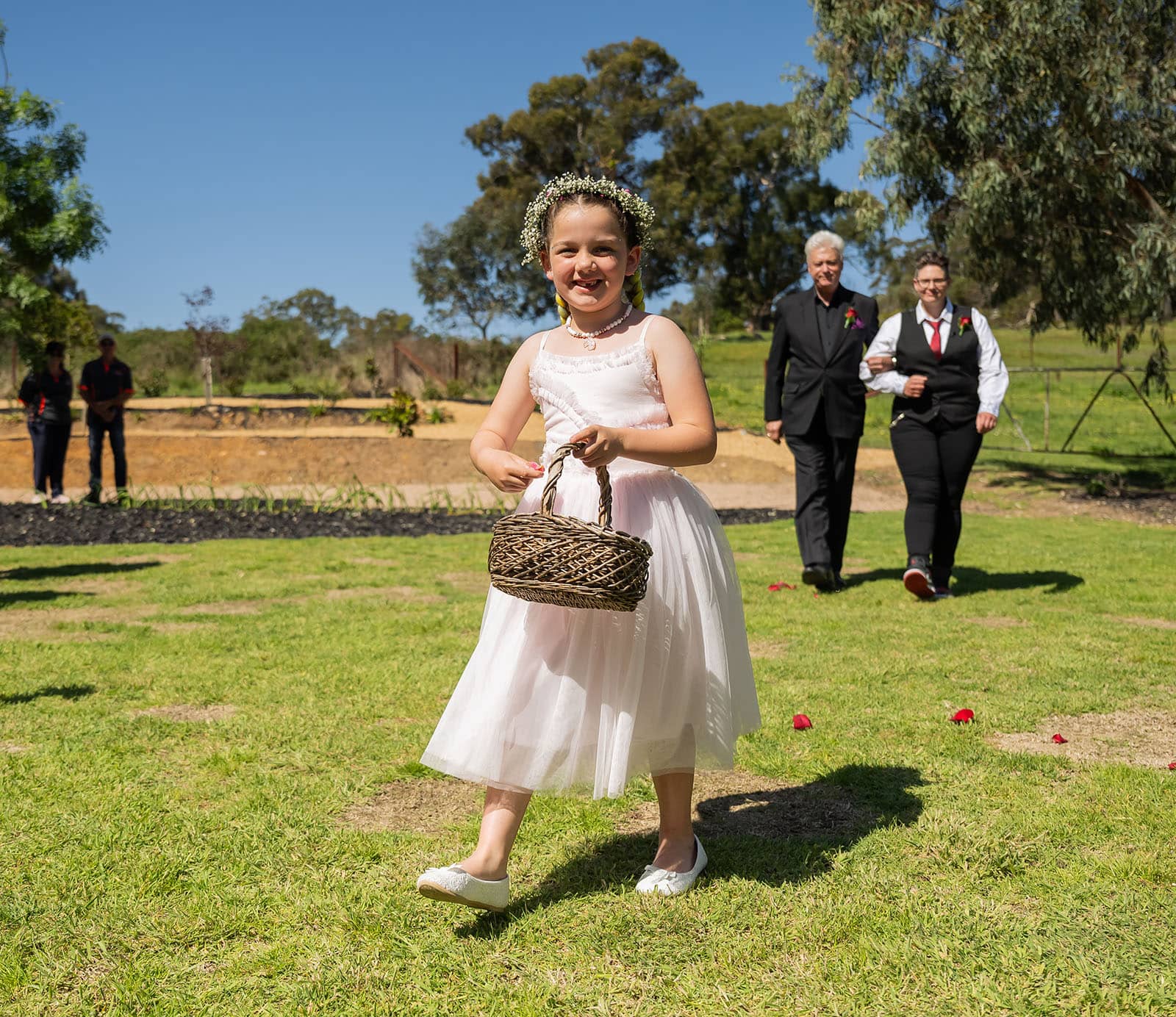 tiny house on the prairie wedding - kat & stacey 82 Flower girl entrance