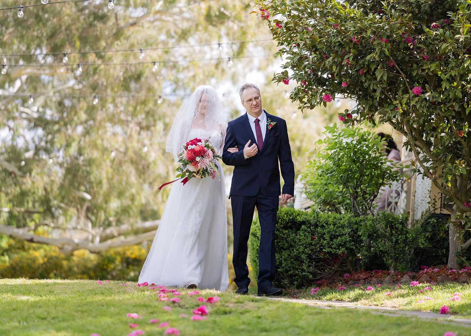 templewood house wedding - michelle & andrew 12 bridal approach with Father