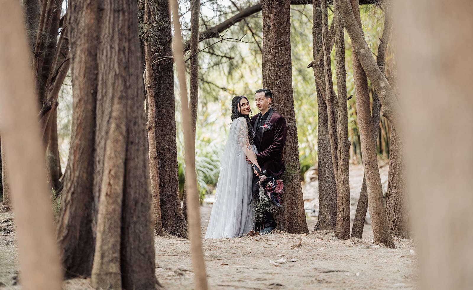 palm house gardens wedding - ayla & drew 178 bridal couple in forest