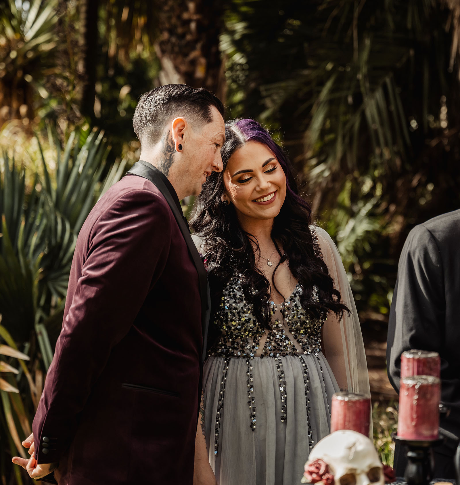 palm house gardens wedding - ayla & drew 150 Bridal couple watching signing of certificate