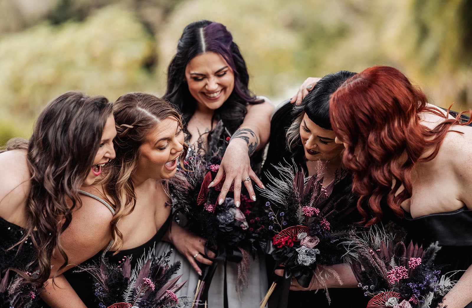 palm house gardens wedding - ayla & drew 182 Bridal party astonished by wedding ring