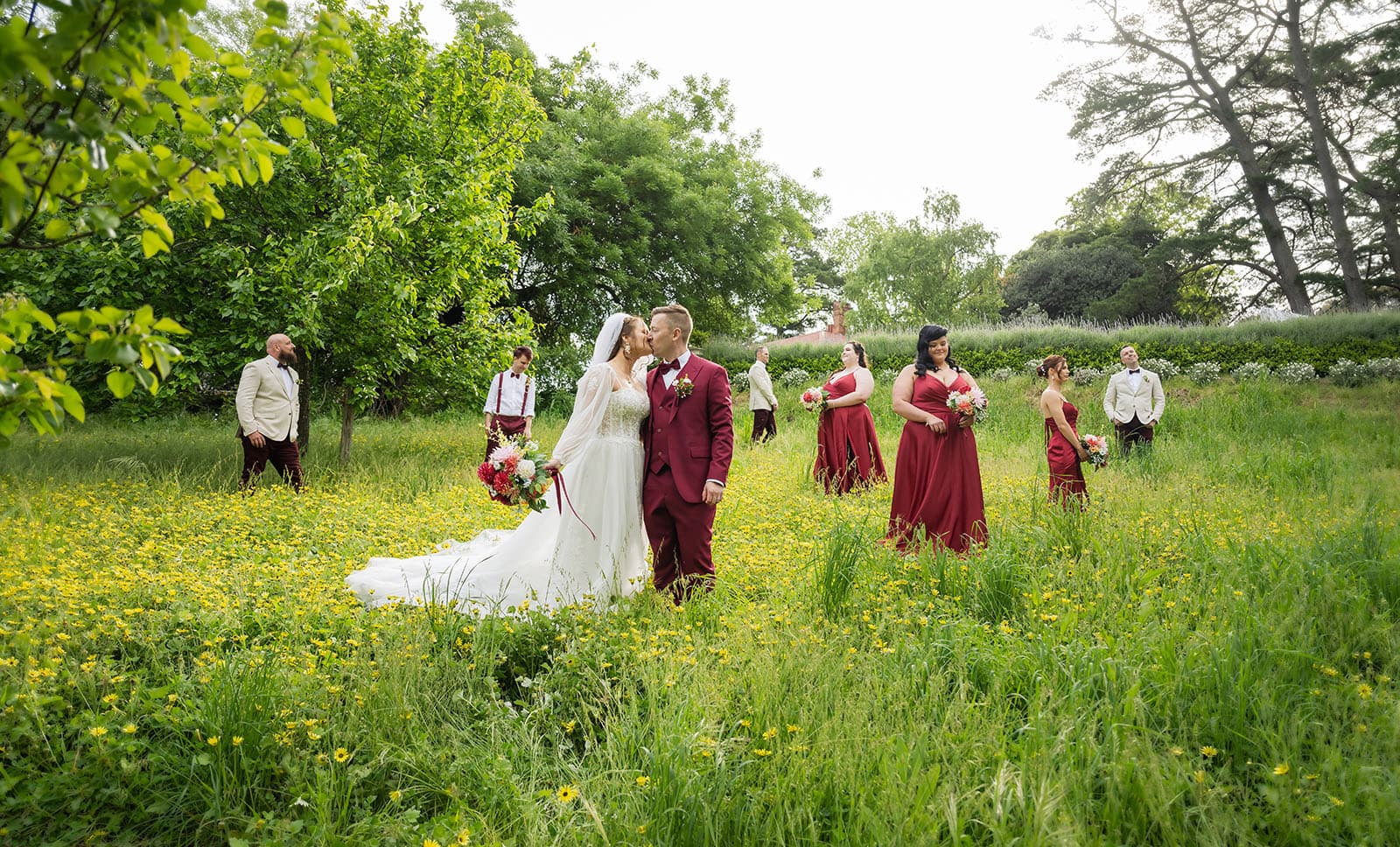 templewood house wedding - michelle & andrew 28 Bridal party in long grass
