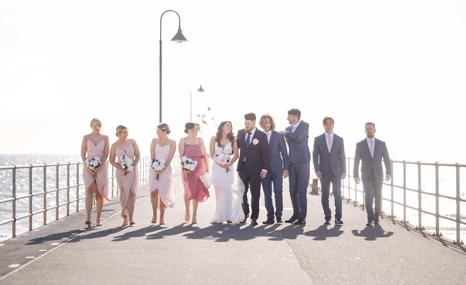 stamford grand wedding - jess & tim 75 Bridal party on Glenelg jetty