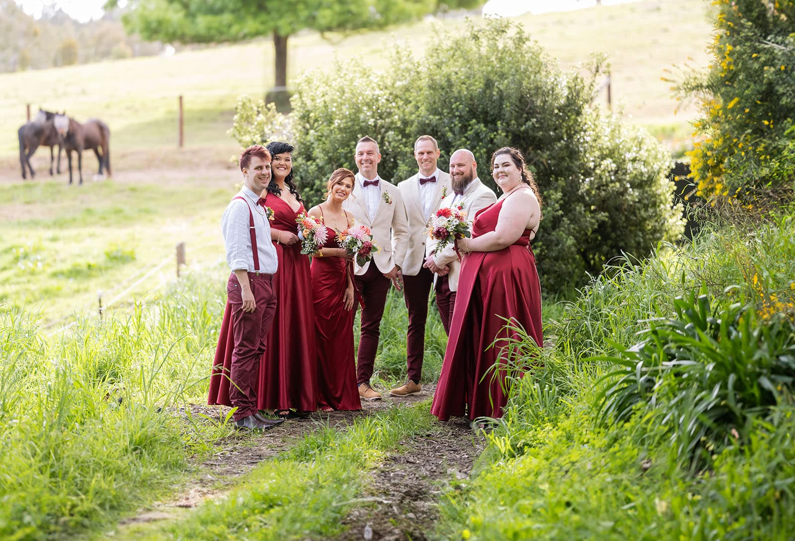 templewood house wedding - michelle & andrew 26 Bridal party together on pathway