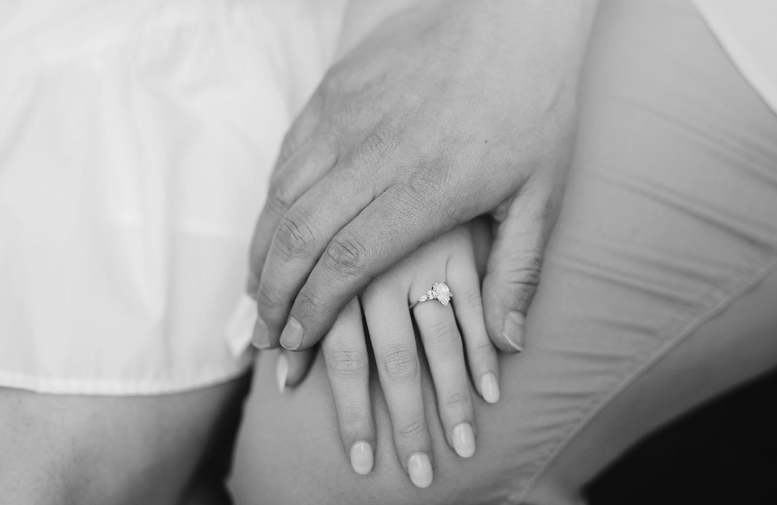 adelaide parklands engagement shoot - stacey & jacob 188 Close up of couples hands and engagement ring