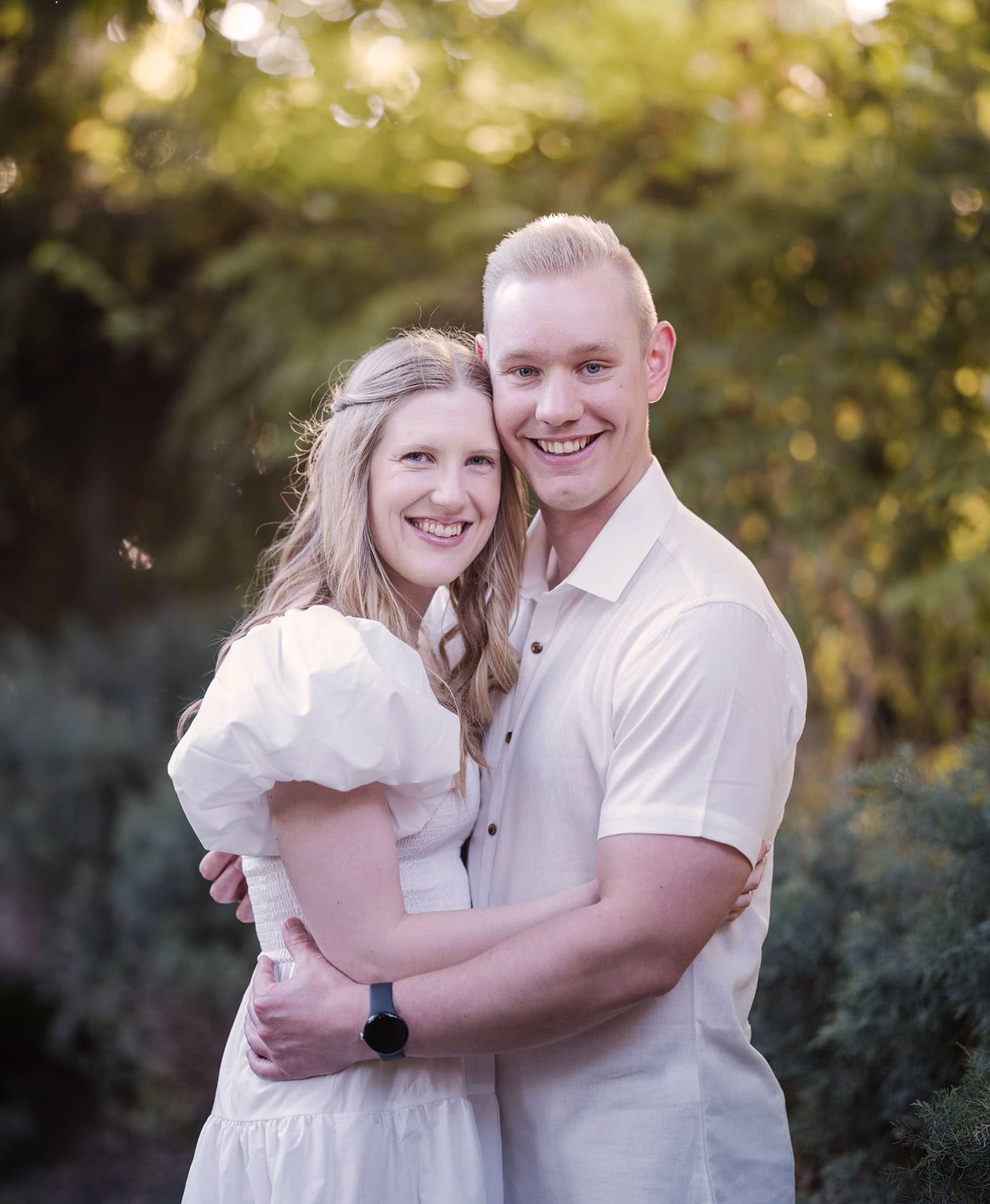 adelaide parklands engagement shoot - stacey & jacob 186 Couple embrace in Himeji gardens