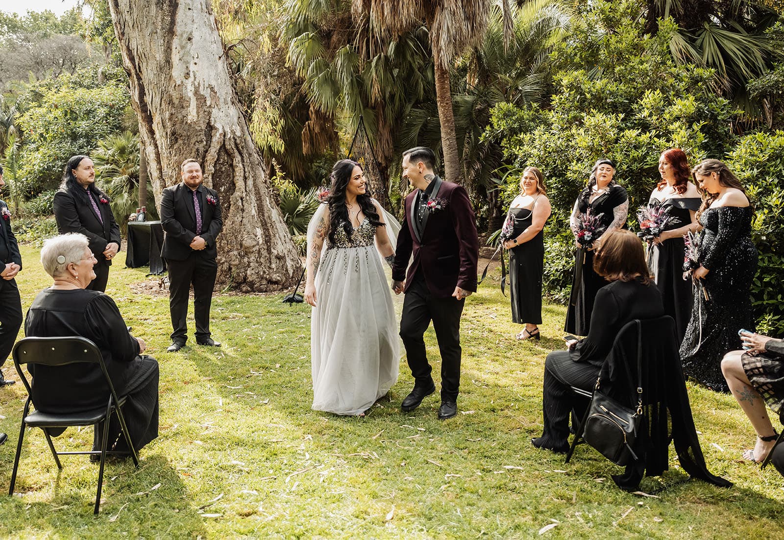 palm house gardens wedding - ayla & drew 154 Couple leaving wedding ceremony
