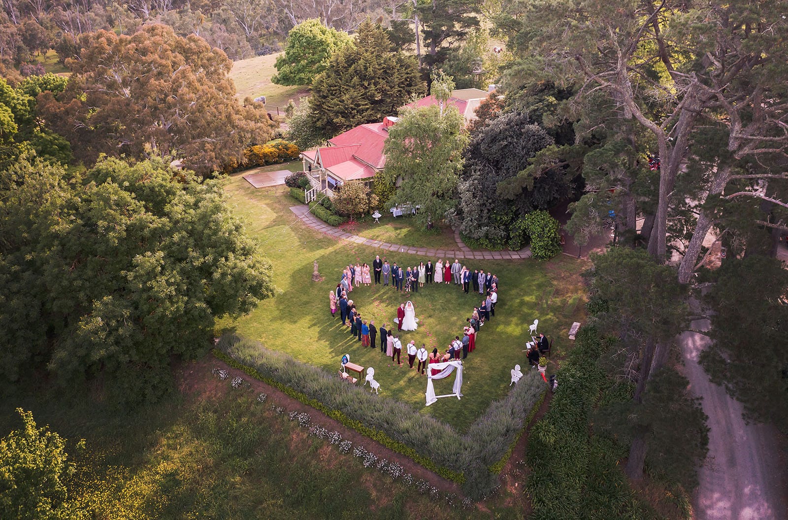 templewood house wedding - michelle & andrew 22 Drone love heart shot at templewood House