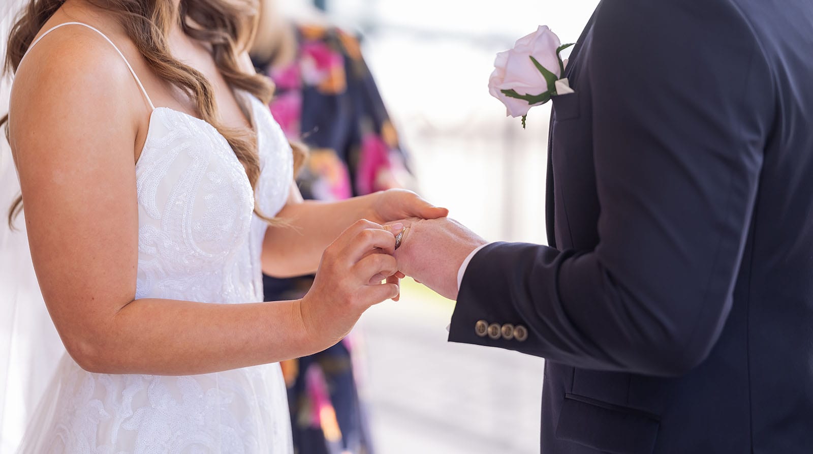 stamford grand wedding - jess & tim 65 Exchangign wedding rings at ceremony