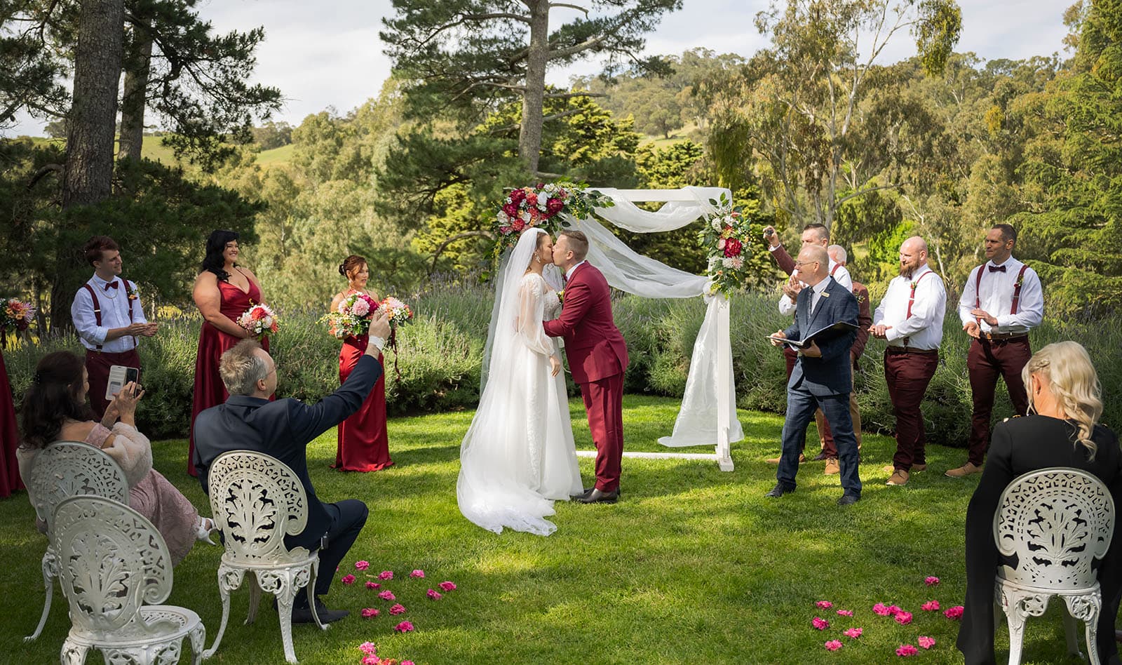 templewood house wedding - michelle & andrew 20 First kiss at Templewood House Wedding