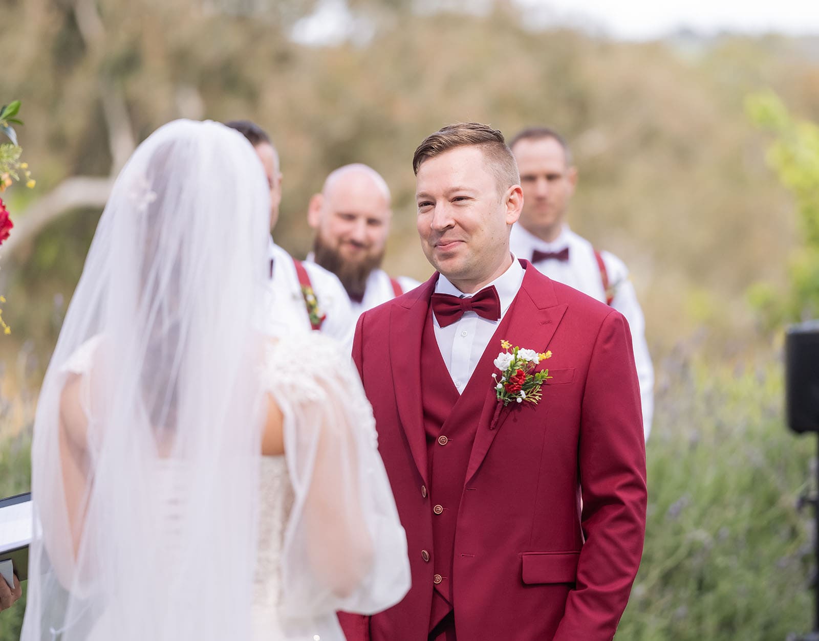 templewood house wedding - michelle & andrew 18 Grinning groom