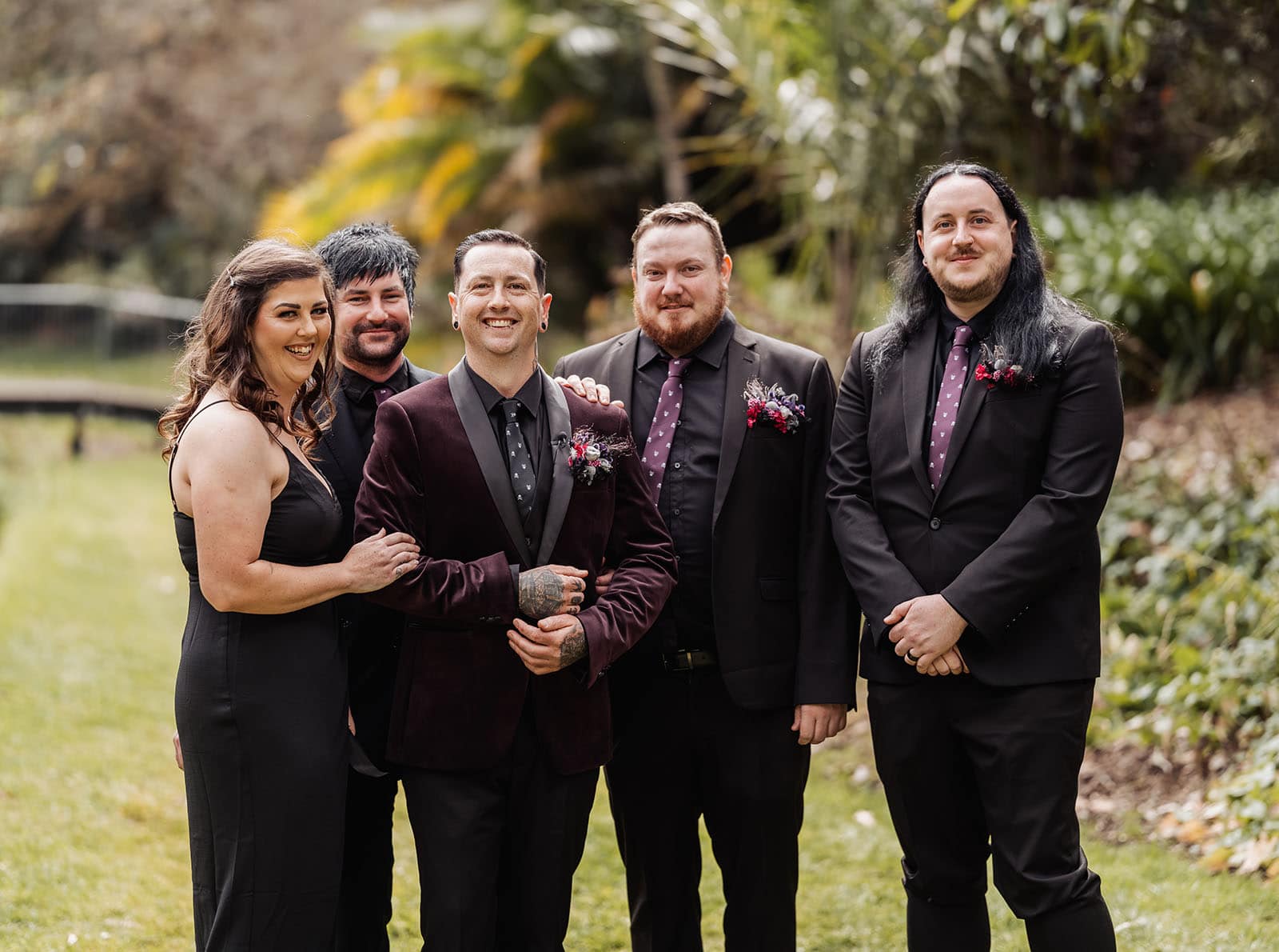 palm house gardens wedding - ayla & drew 136 Groom with groomsmen group