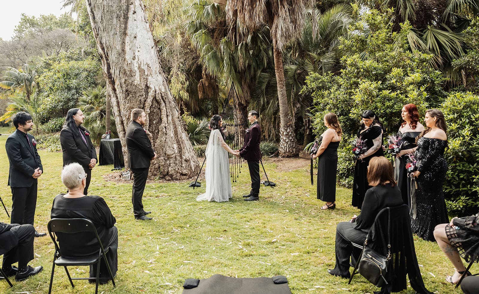 palm house gardens wedding - ayla & drew 151 Wedding Ceremony under triangle arbour