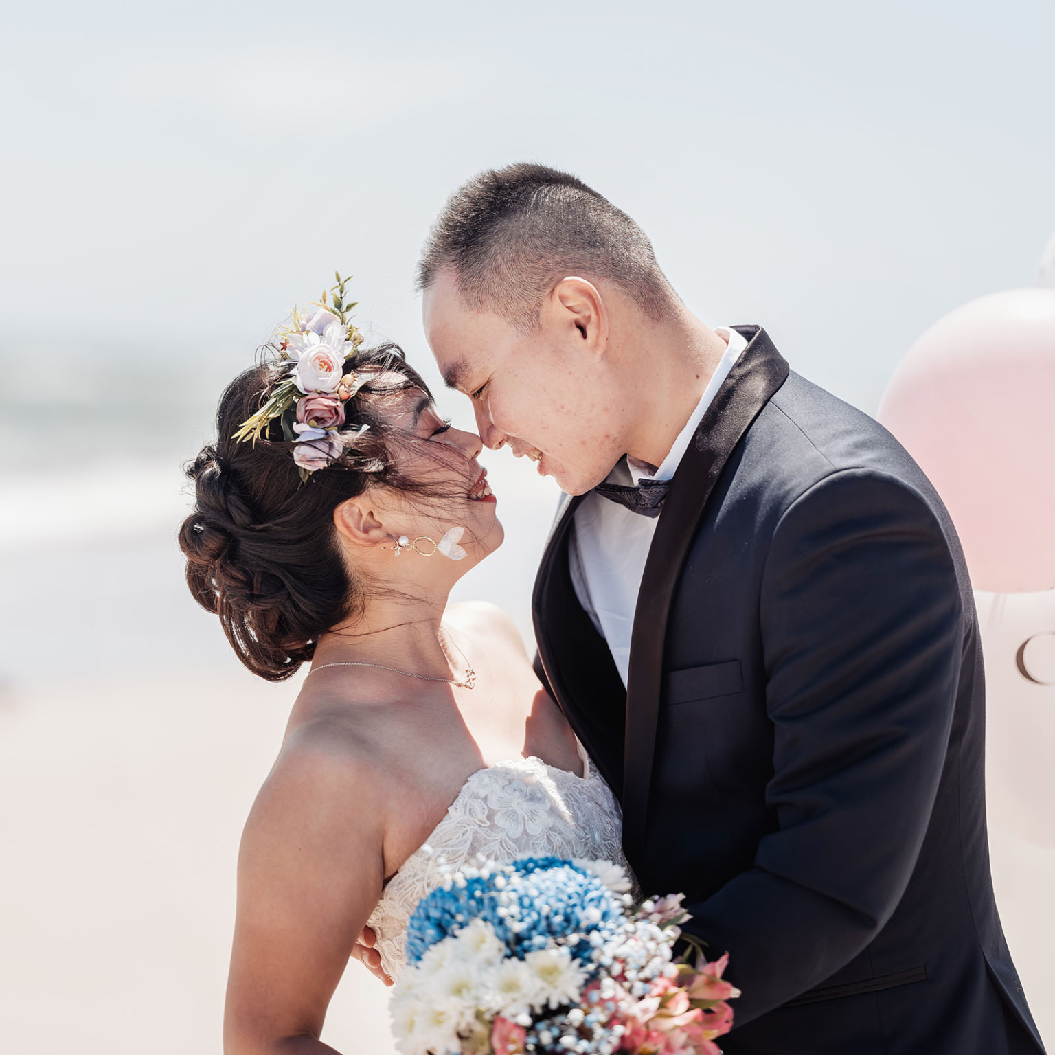 bumbunga lake photoshoot - tina & eric 30 Romantic beach wedding couple sharing an intimate moment in elegant attire.