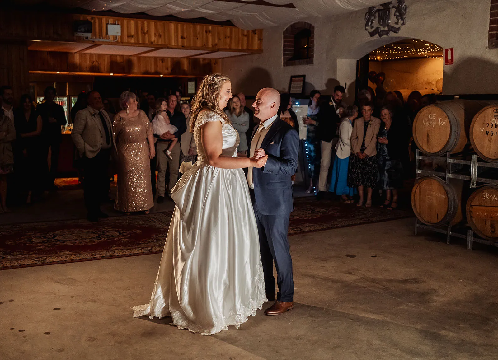 grand cru estate wedding - isabella & nick 162 Bride and grooms romantic first dance at wedding reception.