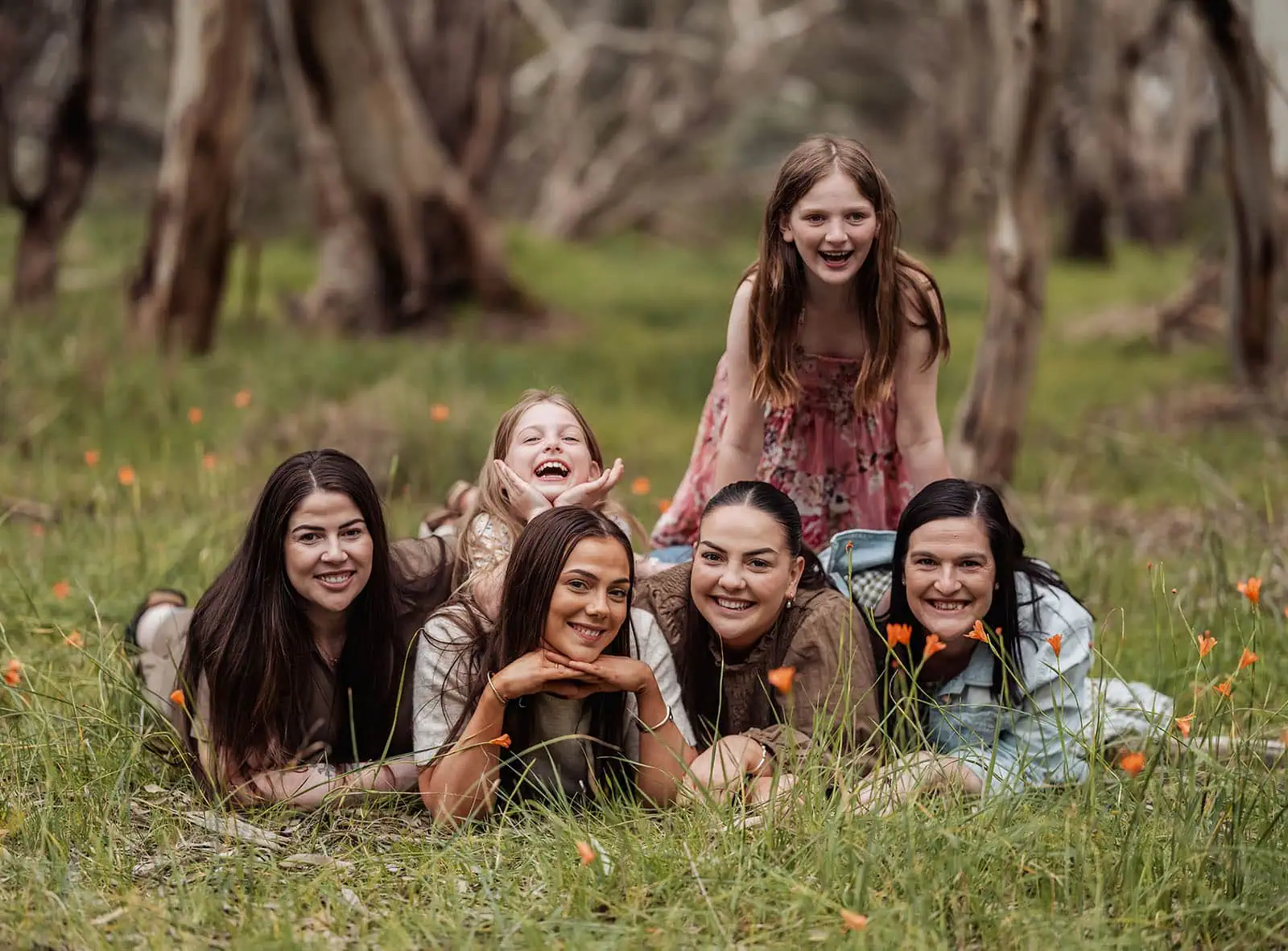 myponga family photography 20 Happy group exploring a lush forest trail.