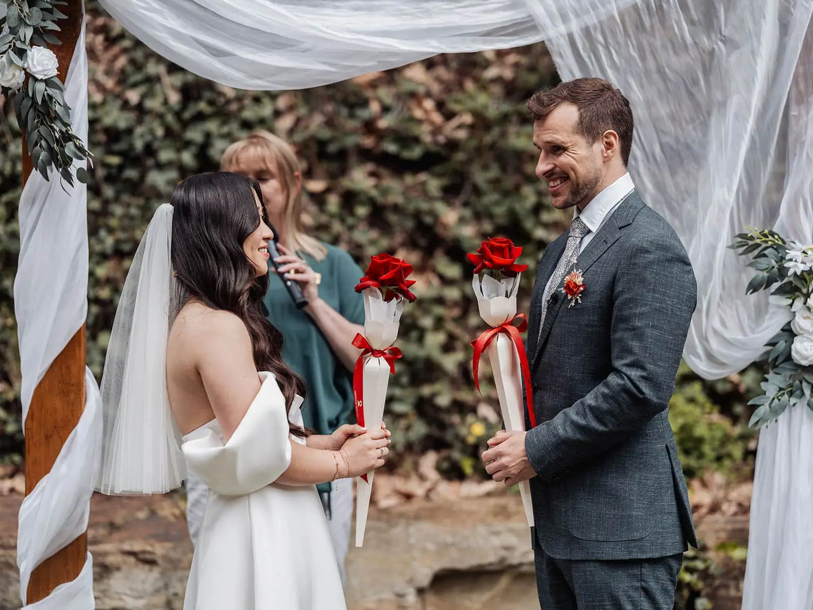 utopia waterfall gully wedding - sally & ben 225 Elegant outdoor wedding ceremony in a scenic garden setting.