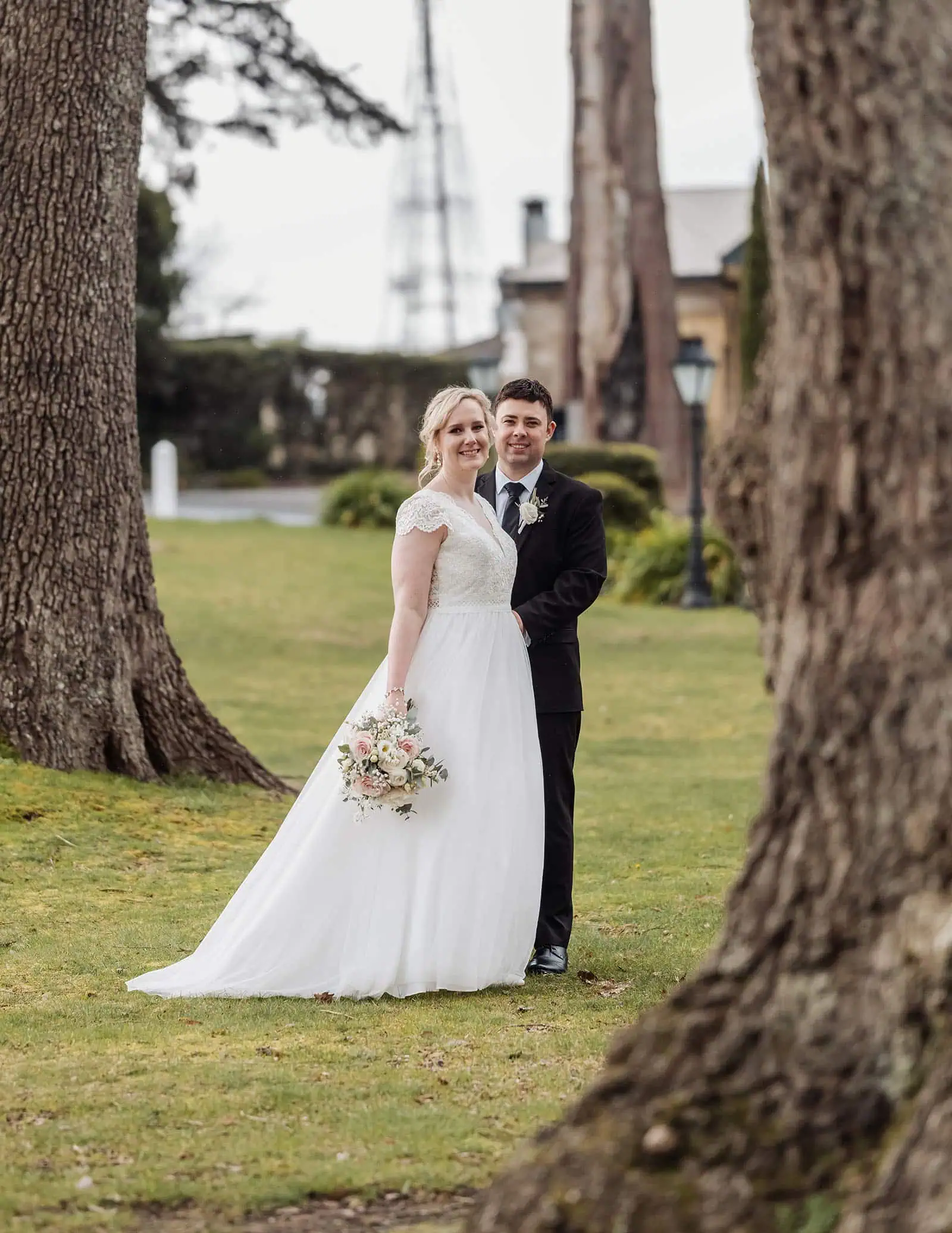 mt lofty house elopement - kimberley & michael 208 Bride and groom in a scenic outdoor wedding setting.