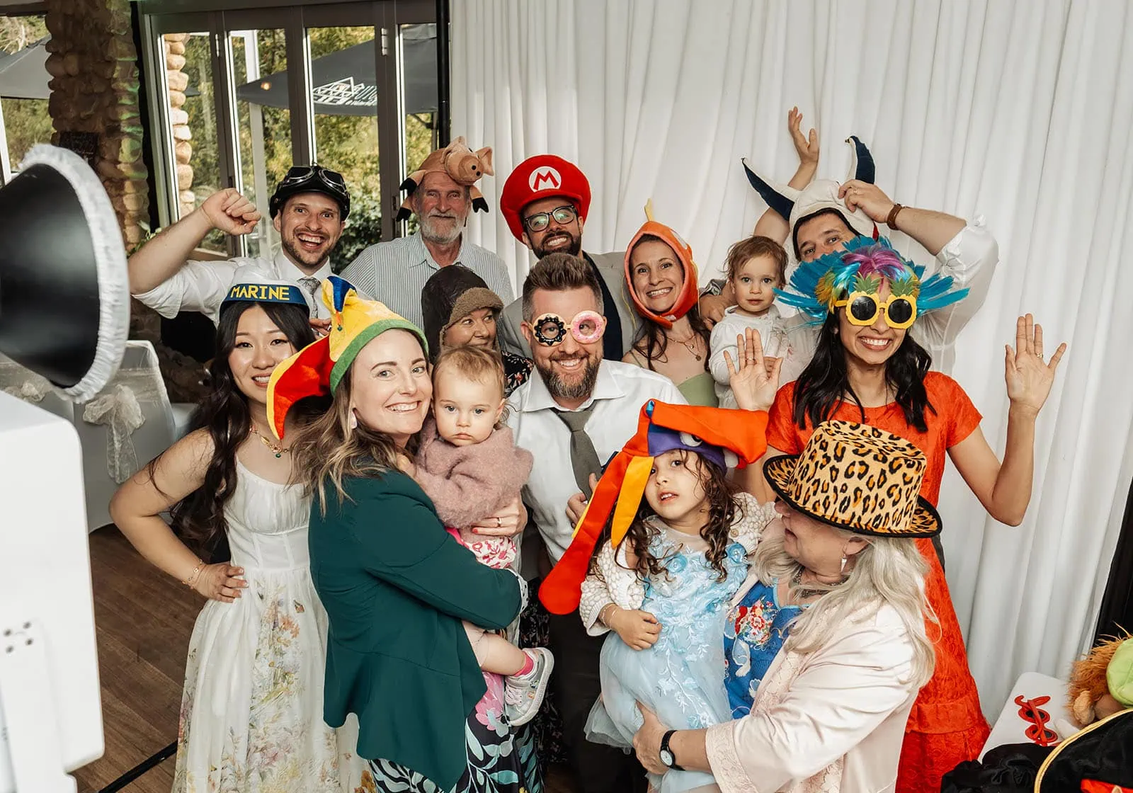 utopia waterfall gully wedding - sally & ben 270 Happy friends celebrating at a lively party.