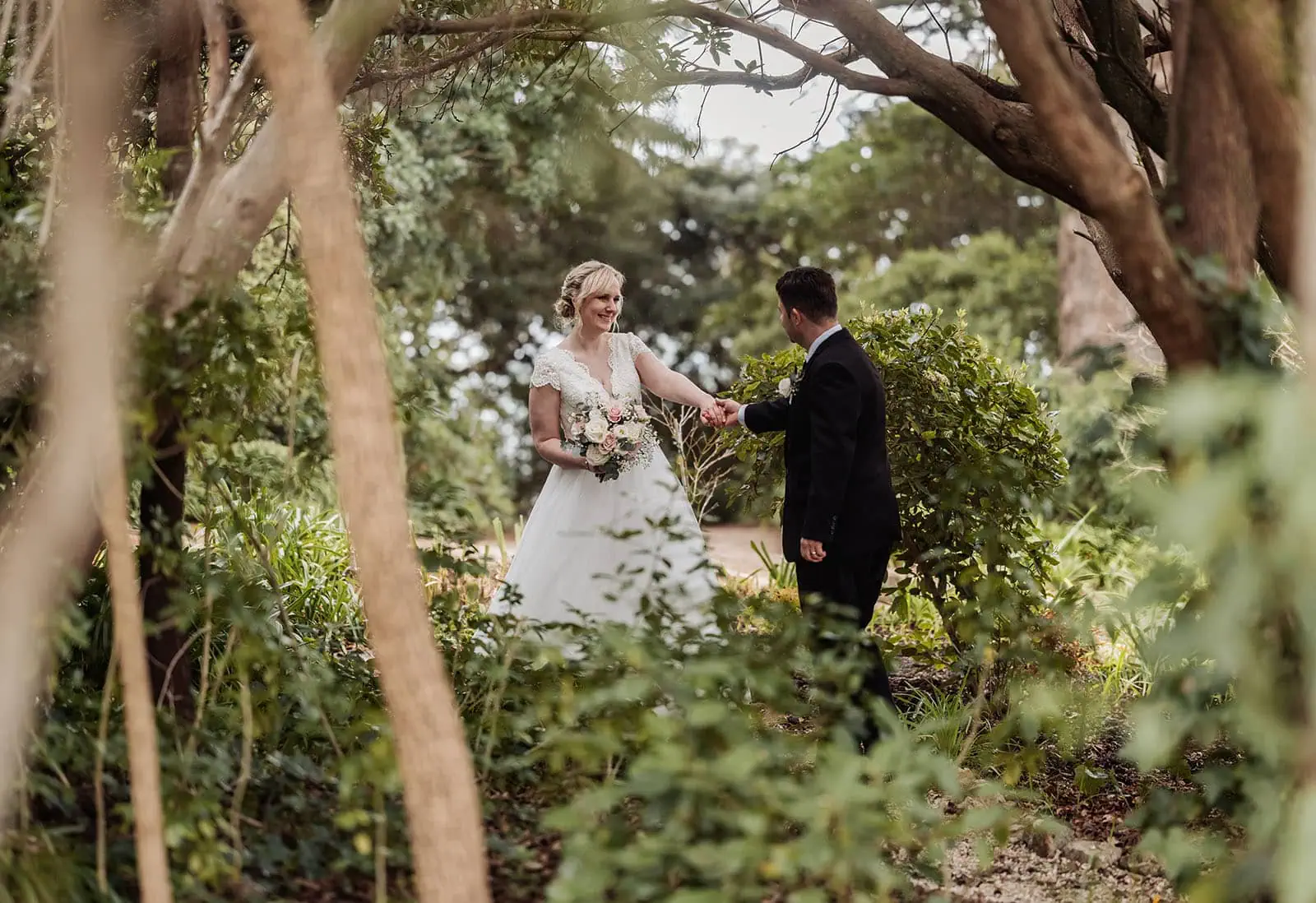 mt lofty house elopement - kimberley & michael 206 Elegant garden wedding with floral decorations and romantic ambiance.
