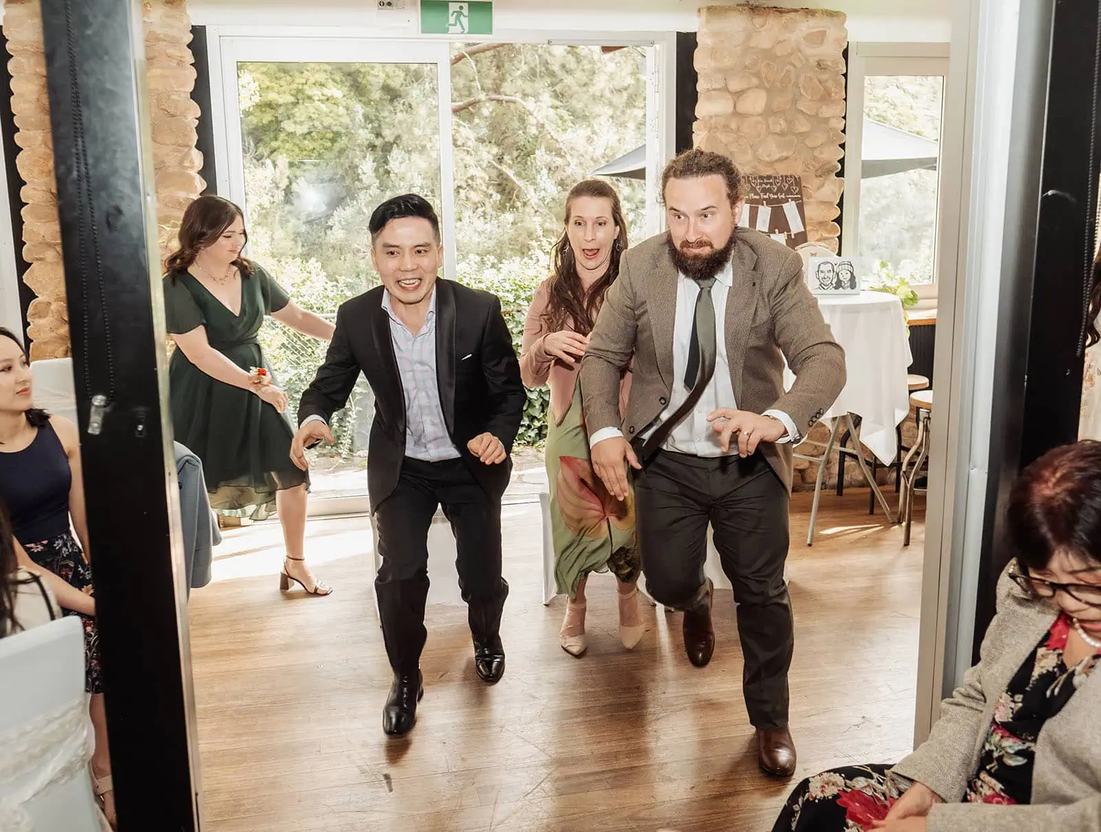 utopia waterfall gully wedding - sally & ben 257 Rustic outdoor celebration with wooden decor, warm lights, and joyful gatherings.