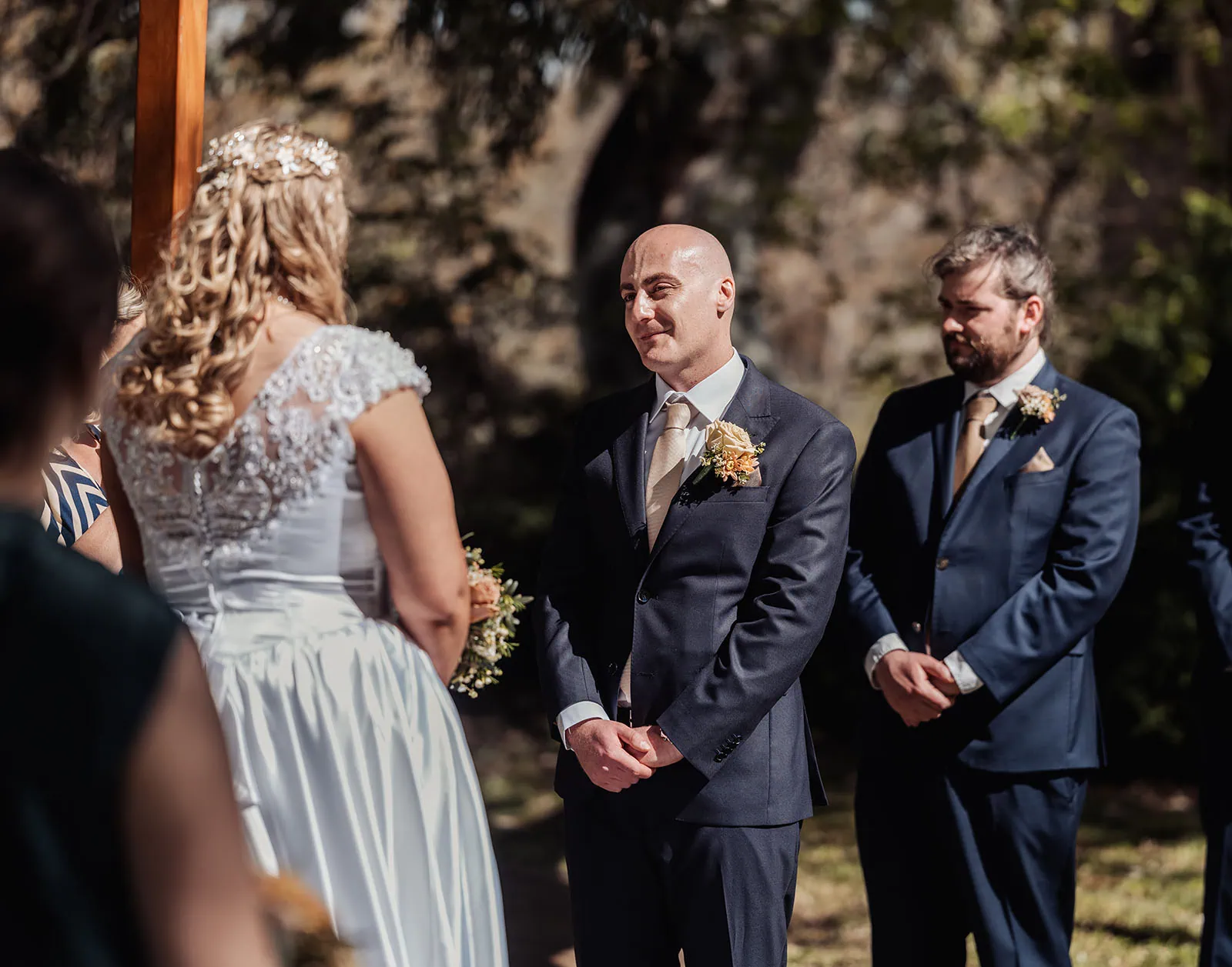 grand cru estate wedding - isabella & nick 122 Forest wedding ceremony surrounded by lush greenery and natural beauty.