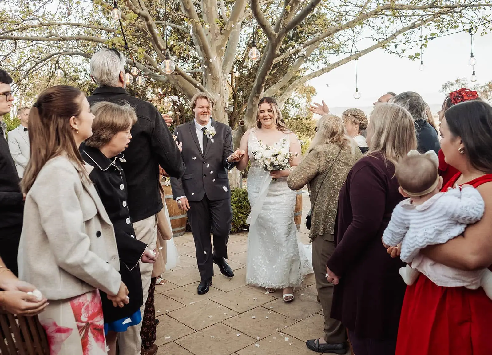 beach rd wines wedding - hana & jessie 67 Wedding ceremony happiness, bride and groom celebrate love and joy.