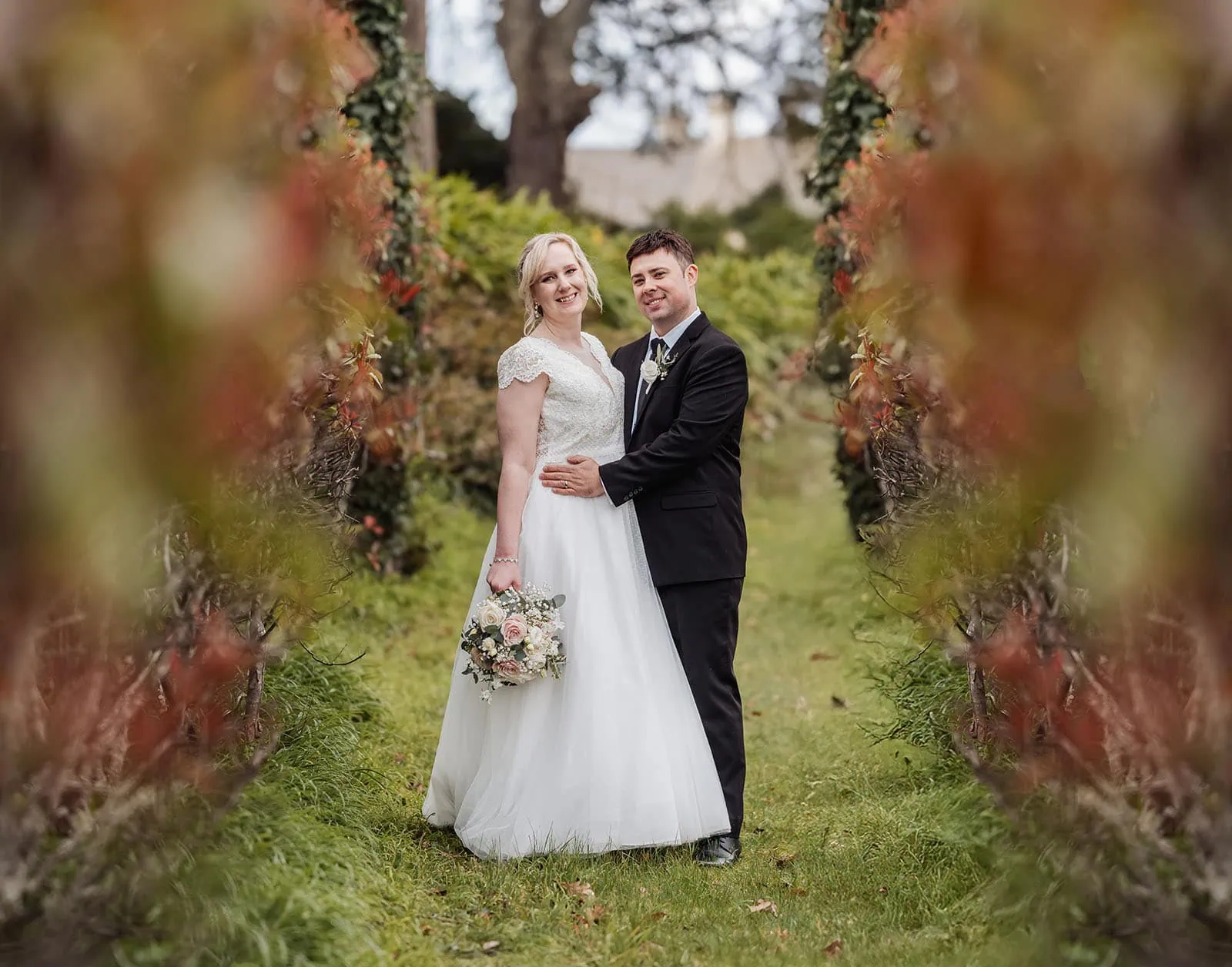 mt lofty house elopement - kimberley & michael 210 Bride and groom in scenic outdoor setting on their wedding day.