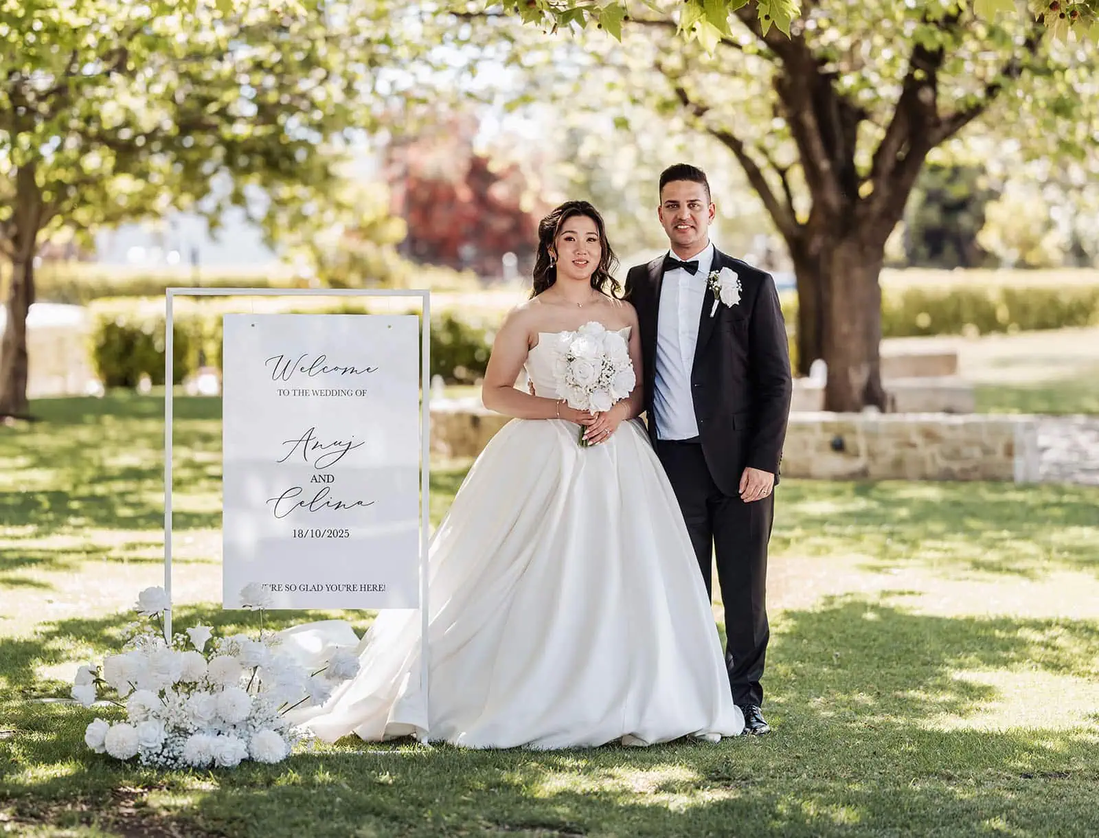 sunnybrae rose garden wedding - celina & anuj 53 Elegant outdoor wedding ceremony for Anuj and Celina with scenic backdrop.