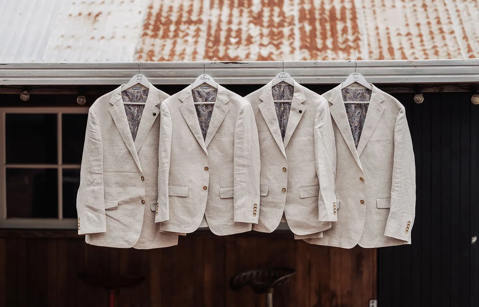 country victoria wedding in corrunnun – rachelle & anthony 284 Stylish blazers showcased in modern retail display for fashionable professionals.