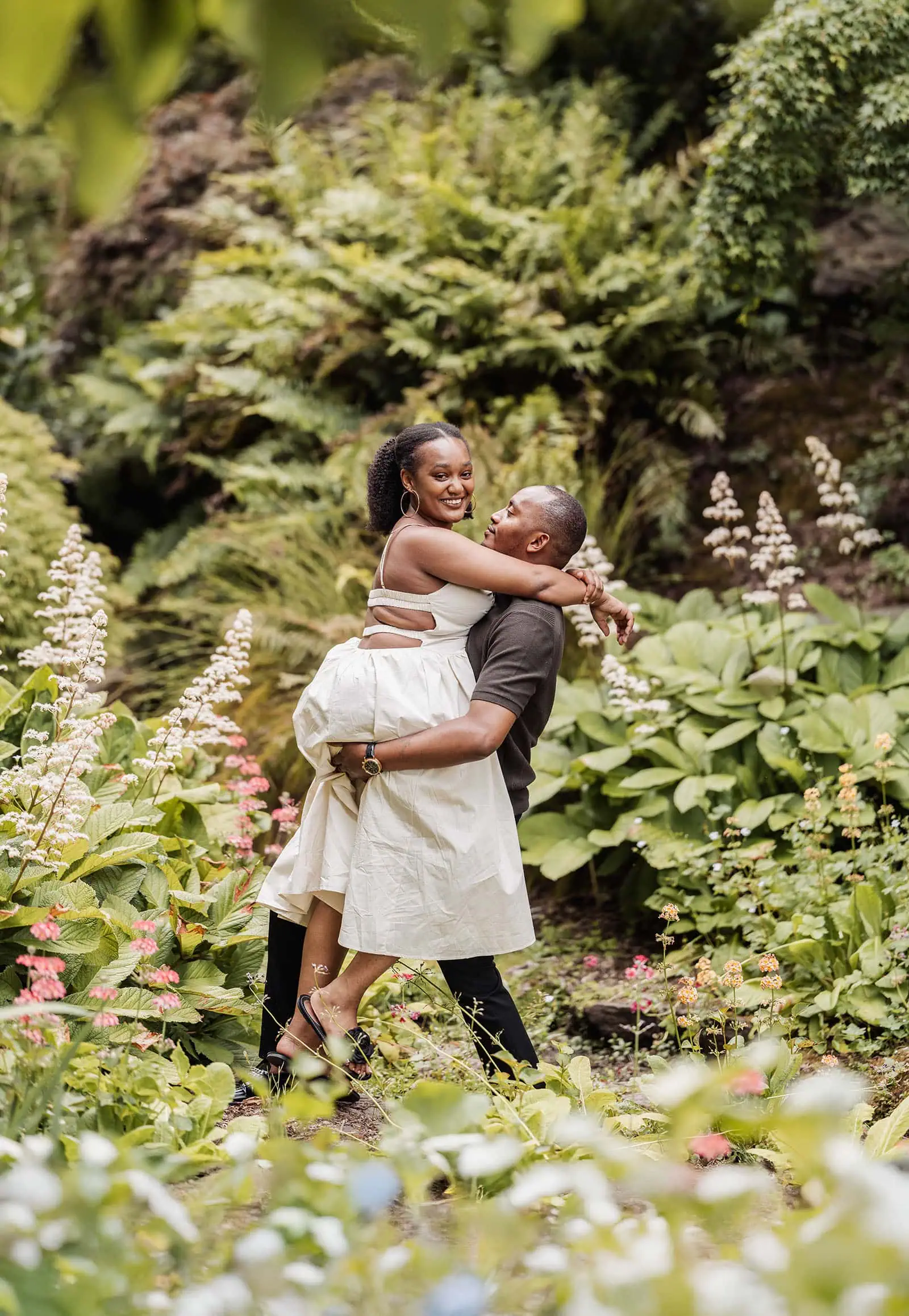 mt lofty botanic gardens couples shoot – ruth & emanuel 18 Romantic couple enjoying a serene garden moment.